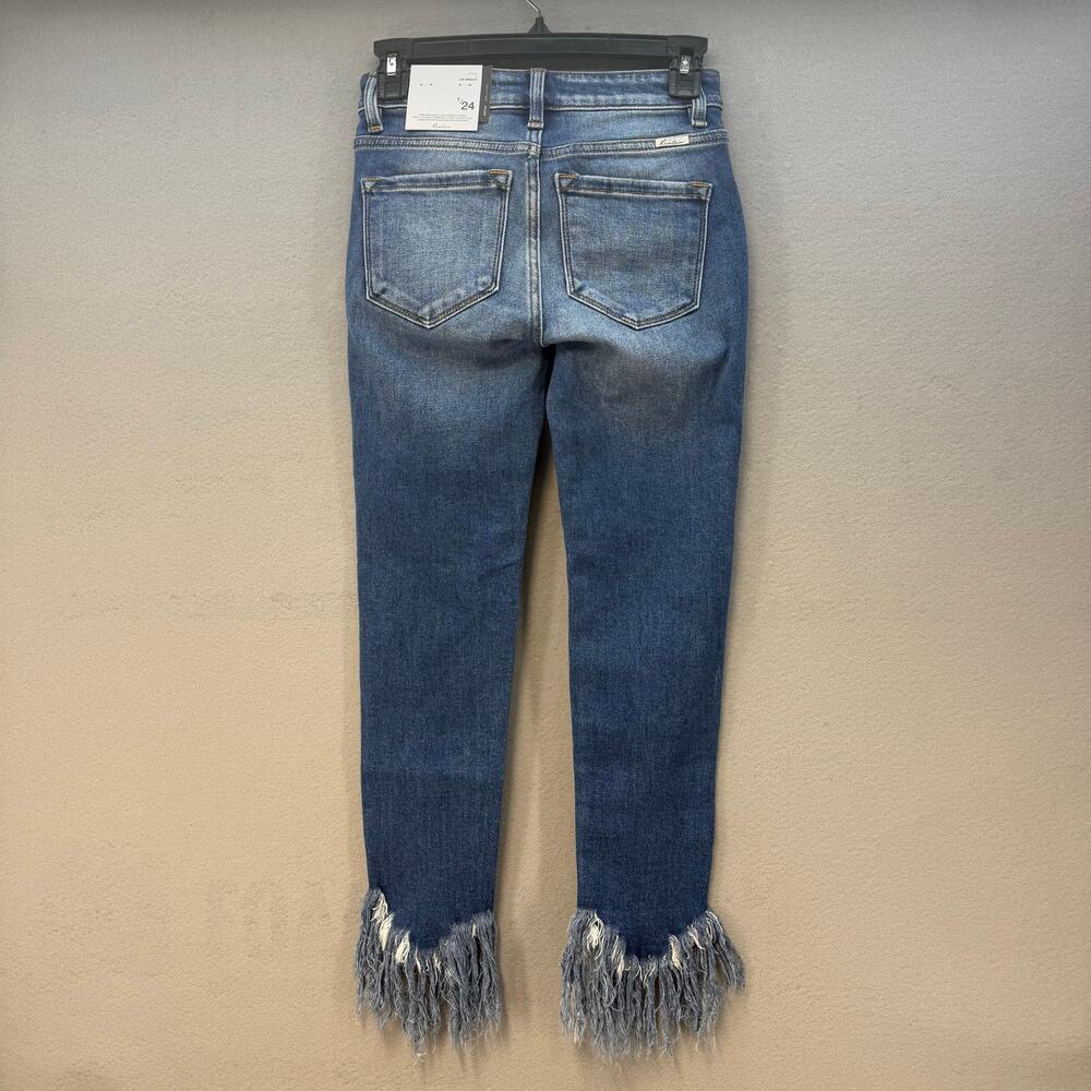 KanCan Jeans Women's 1/24 Mid Rise Ancle Skinny Frayed Hem Mid Rise Fit - NWT - Picture 2 of 16